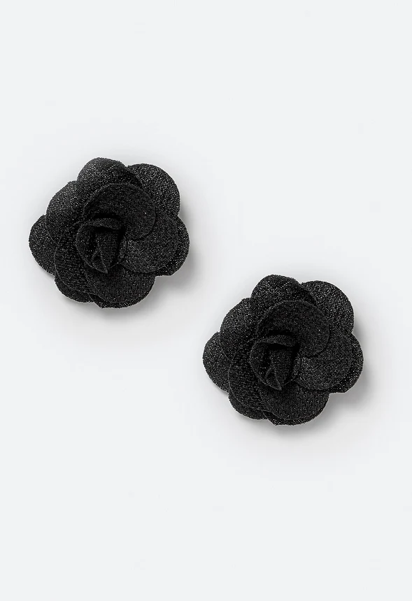 Riz Statement Fabric Flower Stud Earrings - Image 2