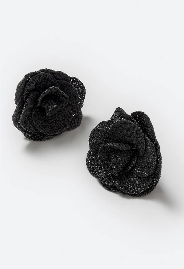 Riz Statement Fabric Flower Stud Earrings - Image 3
