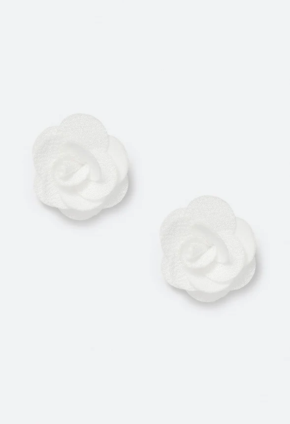 Riz Statement Fabric Flower Stud Earrings - Image 2