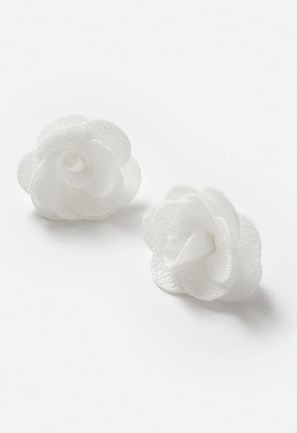 Riz Statement Fabric Flower Stud Earrings - Image 3