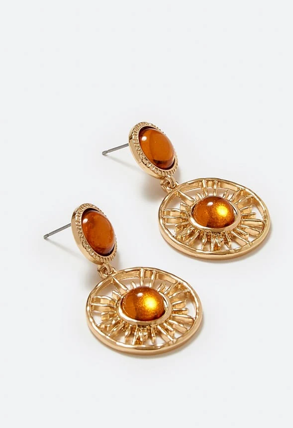 Roma Sun Drop Earrings With Brown Inlay - Image 3