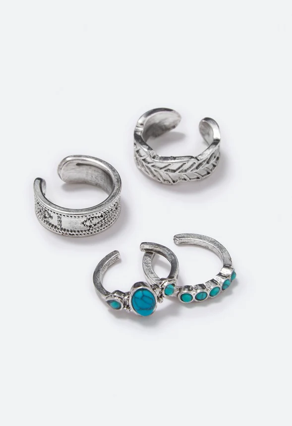 Rory Semi Precious Turquoise Toe Ring Stack - Image 3