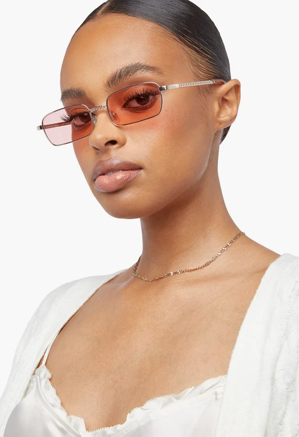 Rose Rimless Sunglasses With Pave Frame - Image 3