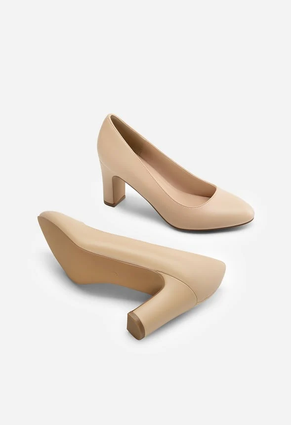Round-Toe Chunky Heel Pumps - Image 4