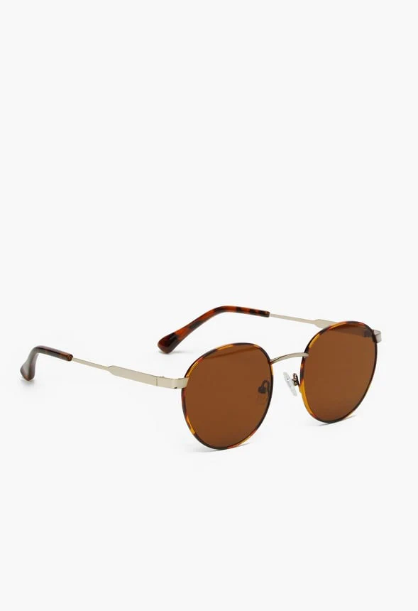 Round Tortoise Frame Sunglasses - Image 2