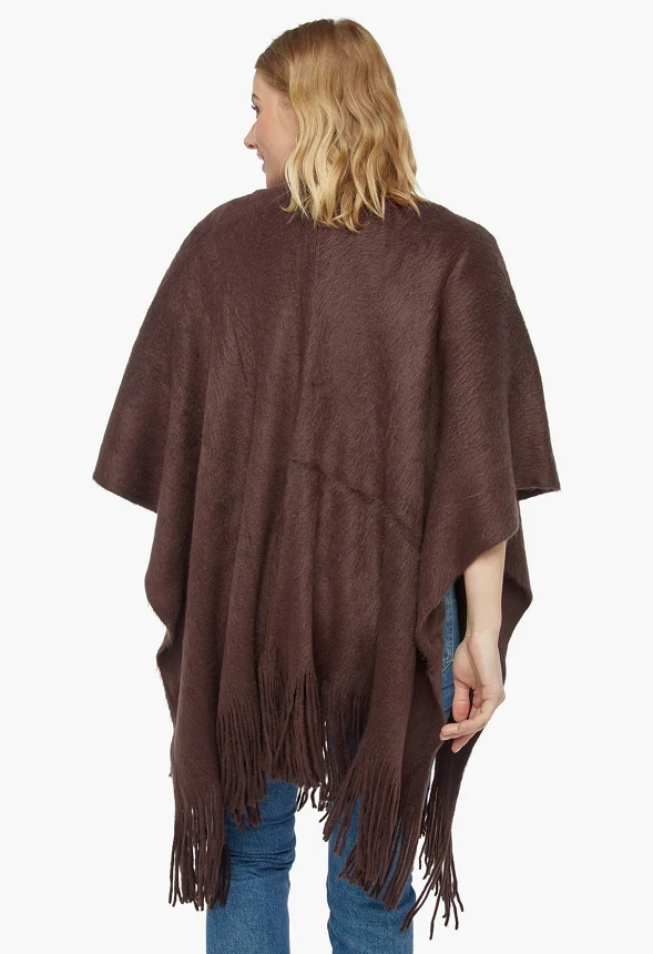 Ruana With Fringe Trim - Image 2