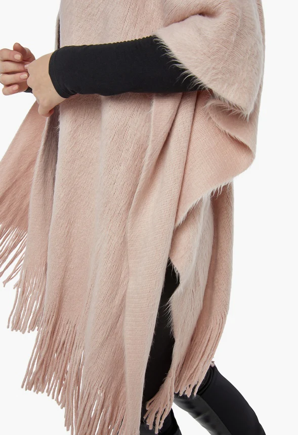 Ruana With Fringe Trim - Image 4