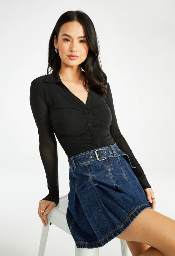 Ruched Button Front Top - Image 5