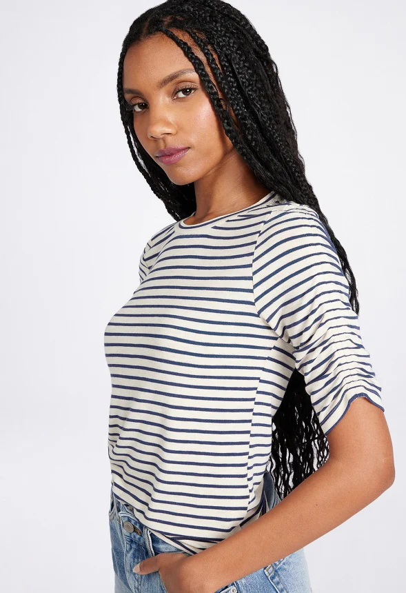 Ruched Elbow Sleeve Tee - Image 3