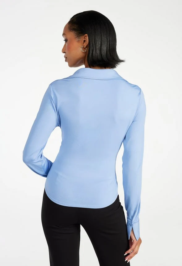 Ruched Front Long Sleeve Top - Image 2