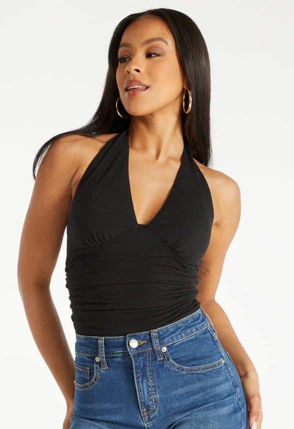 Ruched Halter Knit Top - Image 3