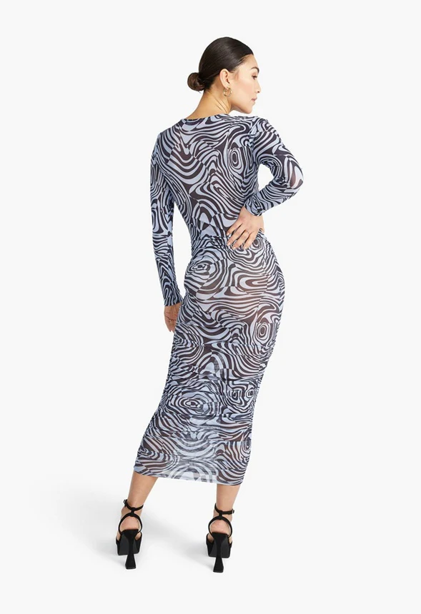 Ruched Mesh Midi Dress - Image 2