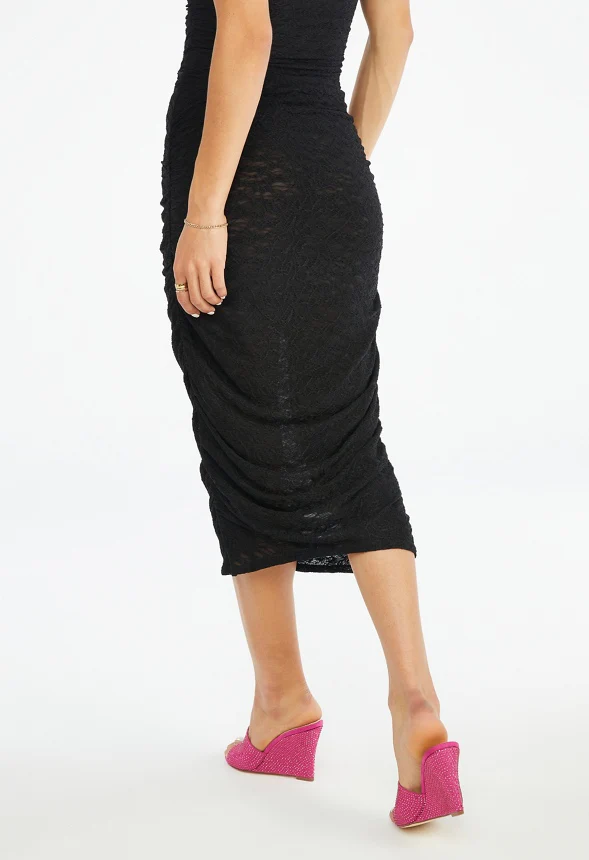 Ruched Mesh Midi Skirt - Image 2