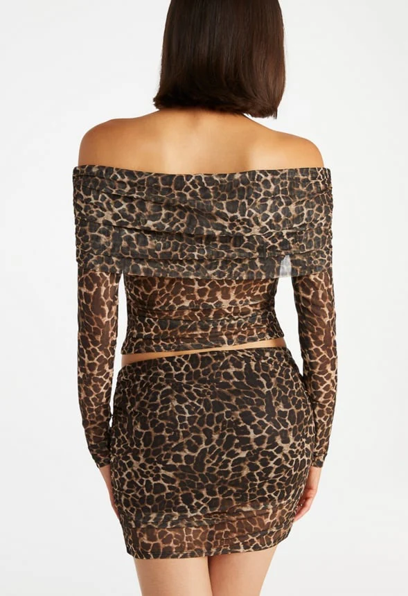 Mesh Ruched Mini Skirt - Image 2
