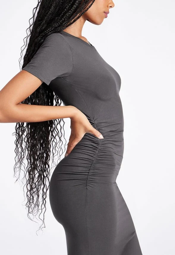 Ruched Midi T-Shirt Dress - Image 3