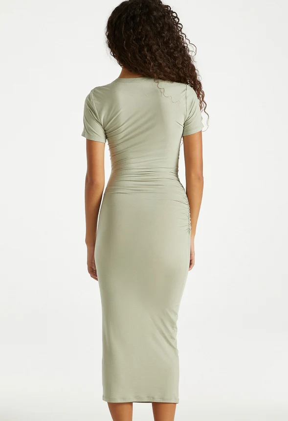 Ruched Midi T-Shirt Dress - Image 2