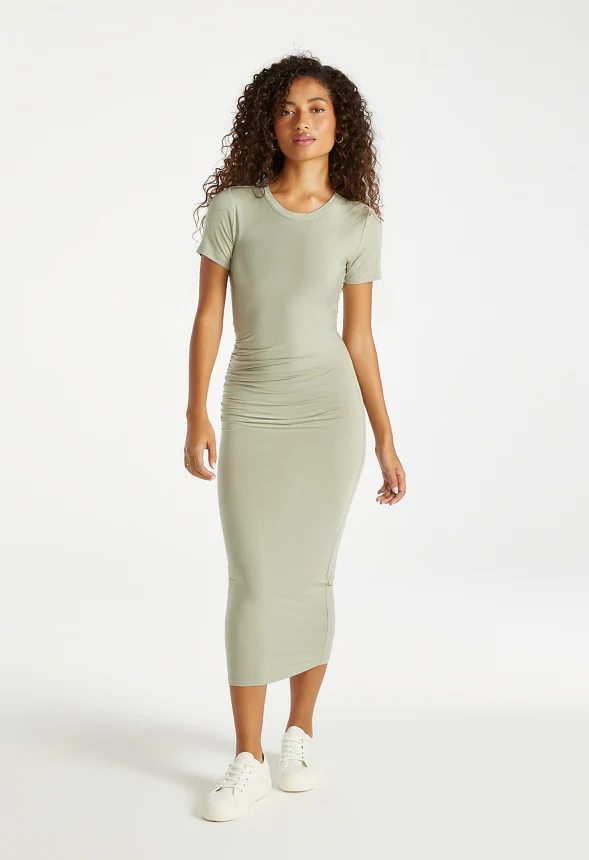 Ruched Midi T-Shirt Dress - Image 4