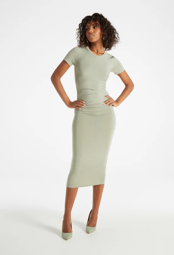 Ruched Midi T-Shirt Dress - Image 5