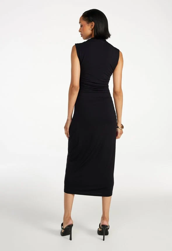 Ruched Mock Neck Midi Tank Dress - Image 2
