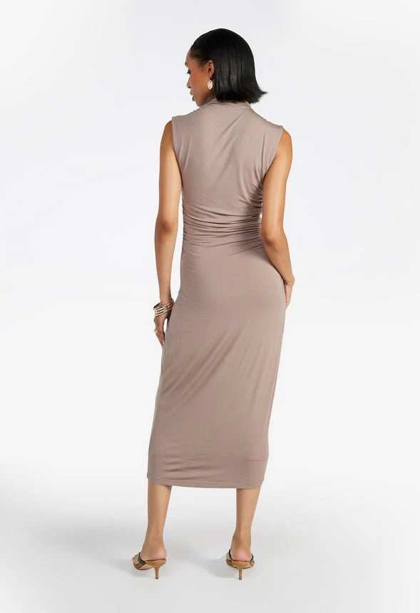 Ruched Mock Neck Midi Tank Dress - Image 2