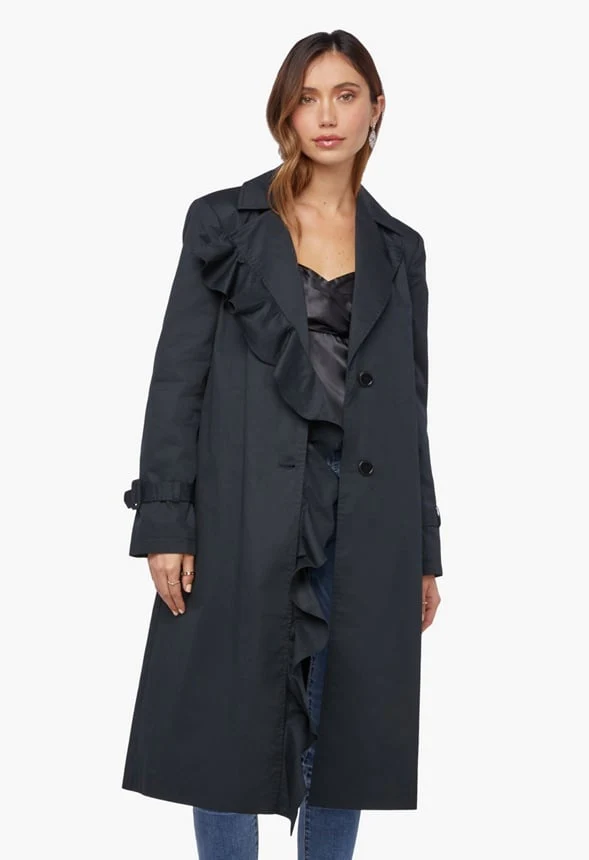 Ruffle Detail Trench Coat - Image 2