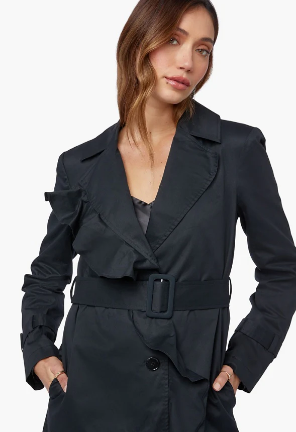 Ruffle Detail Trench Coat - Image 4