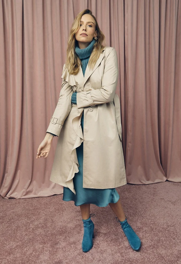 Ruffle Detail Trench Coat - Image 2