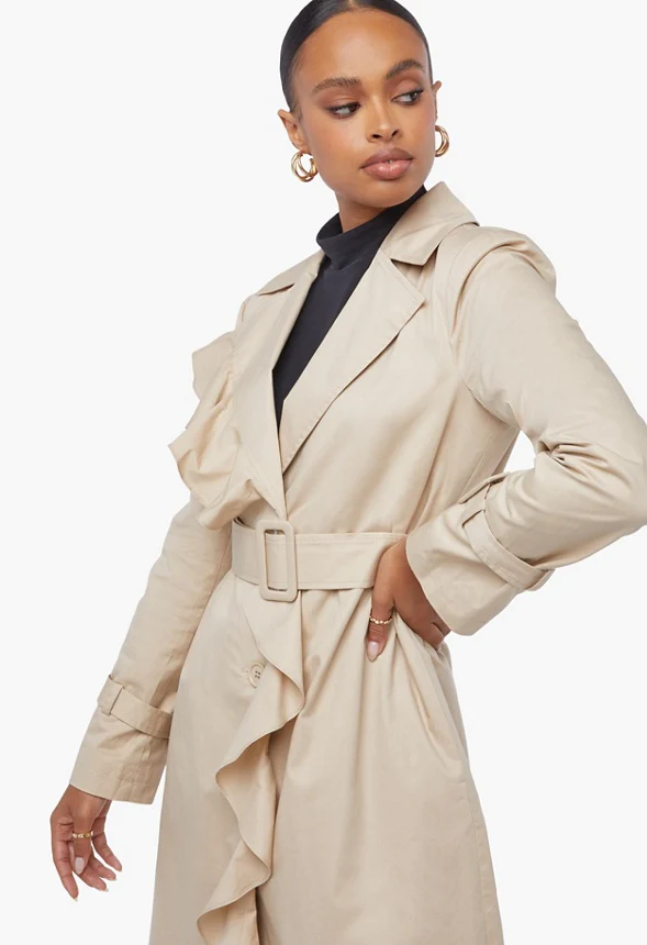Ruffle Detail Trench Coat - Image 4