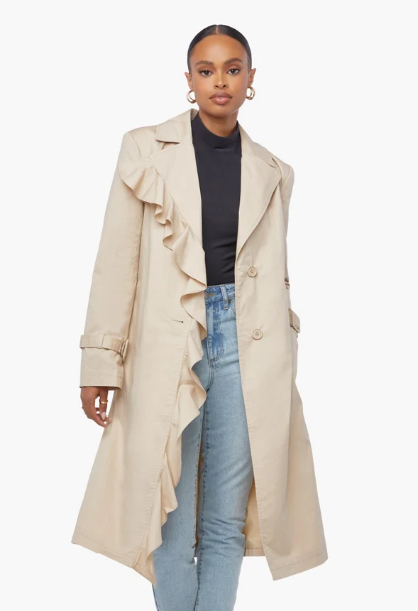 Ruffle Detail Trench Coat - Image 5