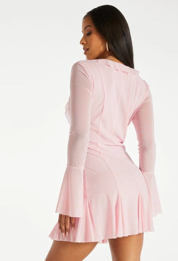 Ruffle Long Sleeve Mini Dress - Image 2