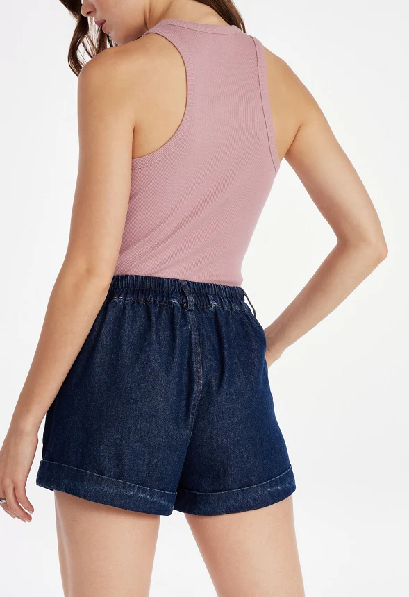 Rumi Pleated Denim Trouser Shorts - Image 2