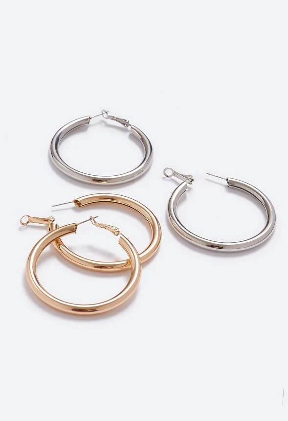 Rylie 2-Pair Pack Tube Hoop Earrings - Image 3