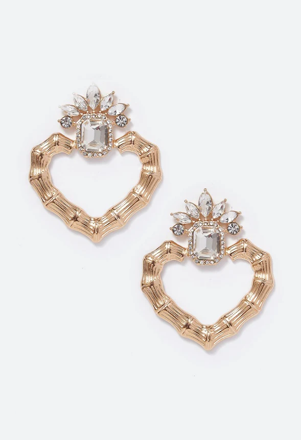 Sabrina Bamboo Effect Ornate Door Knocker Earrings - Image 2