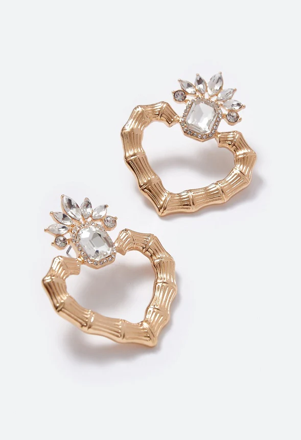 Sabrina Bamboo Effect Ornate Door Knocker Earrings - Image 3
