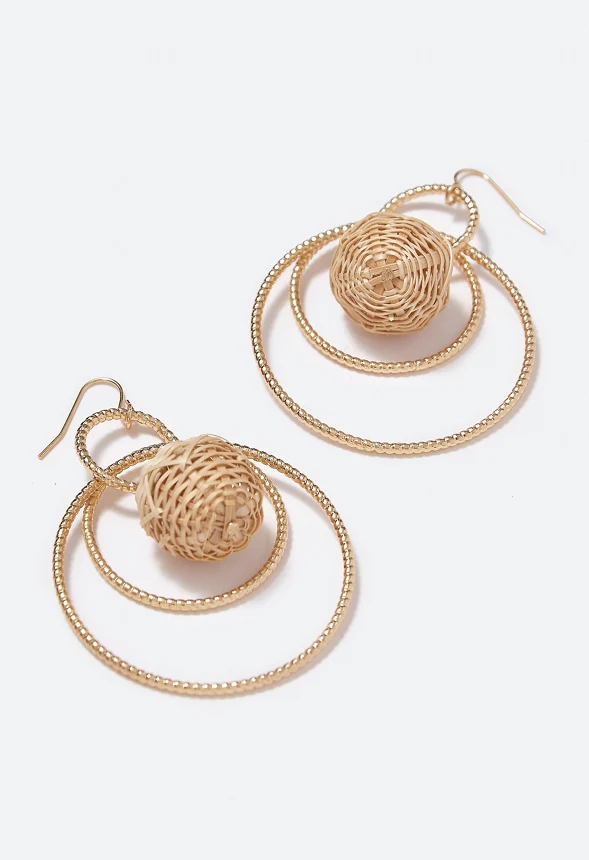 Sadie Raffia Wrapped Bead Drop Earrings - Image 2