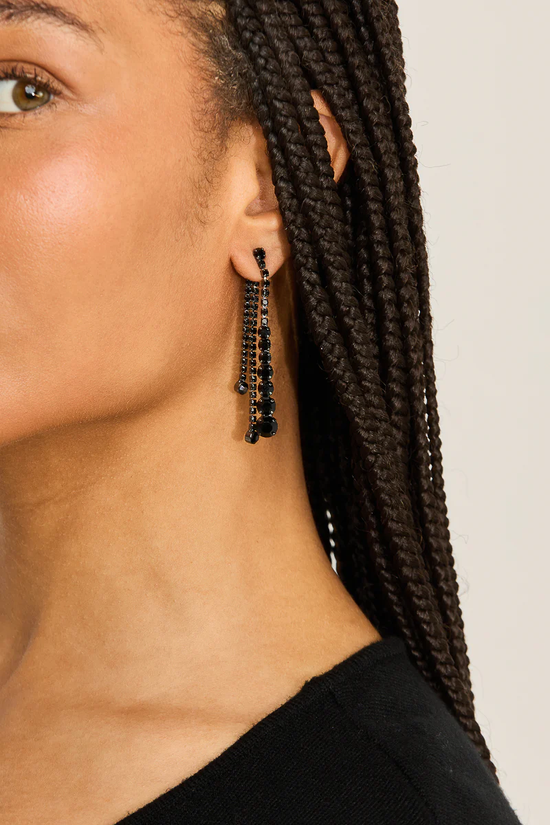 Sasha Glass Stone Set Front and Back Drop Earrings - Image 2