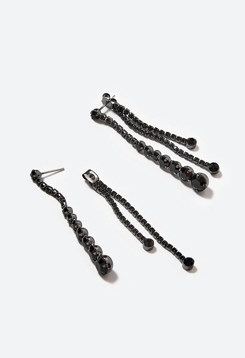 Sasha Glass Stone Set Front and Back Drop Earrings - Image 3
