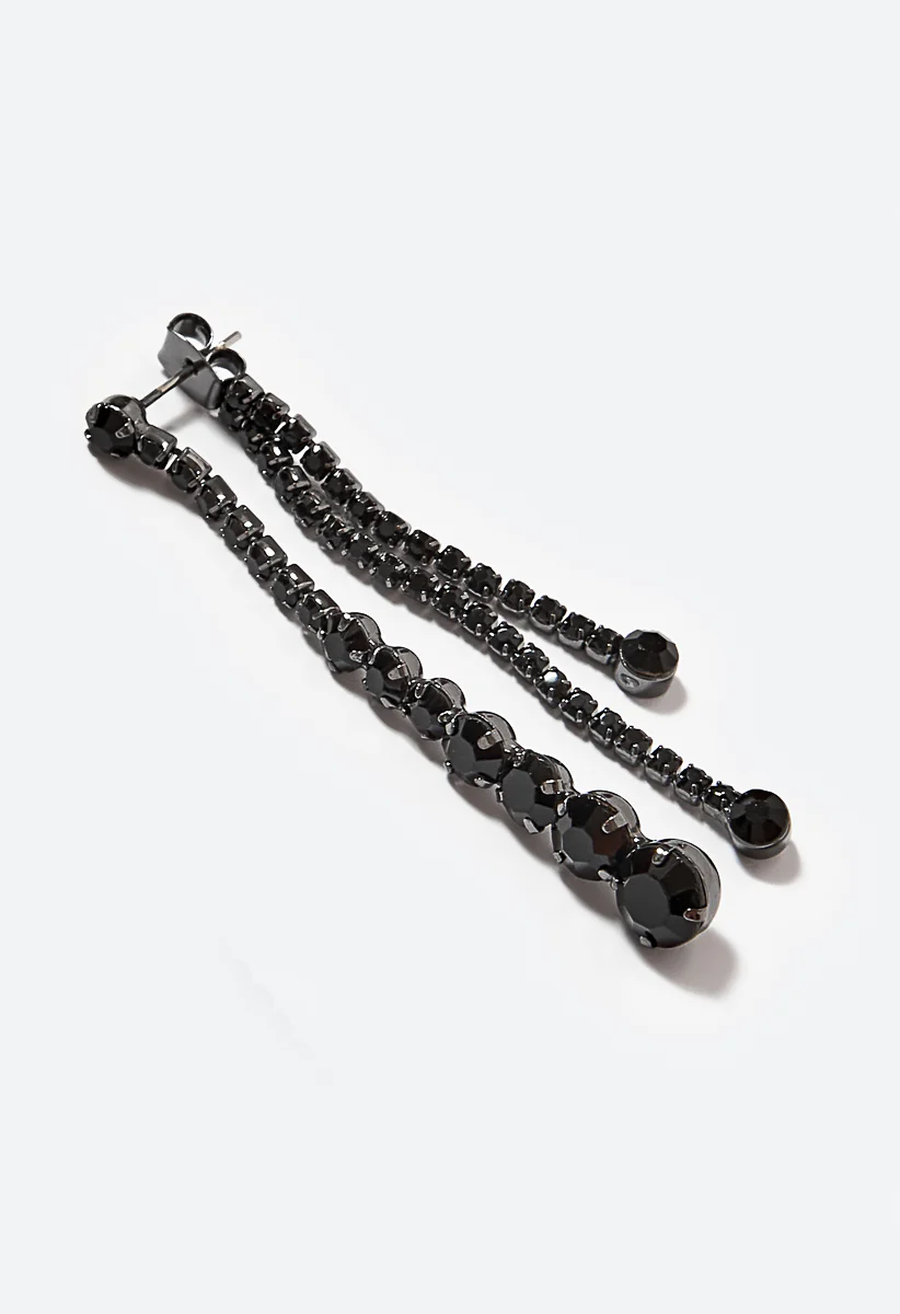 Sasha Glass Stone Set Front and Back Drop Earrings - Image 4
