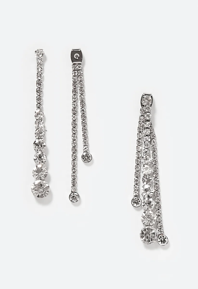 Sasha Glass Stone Set Front and Back Drop Earrings