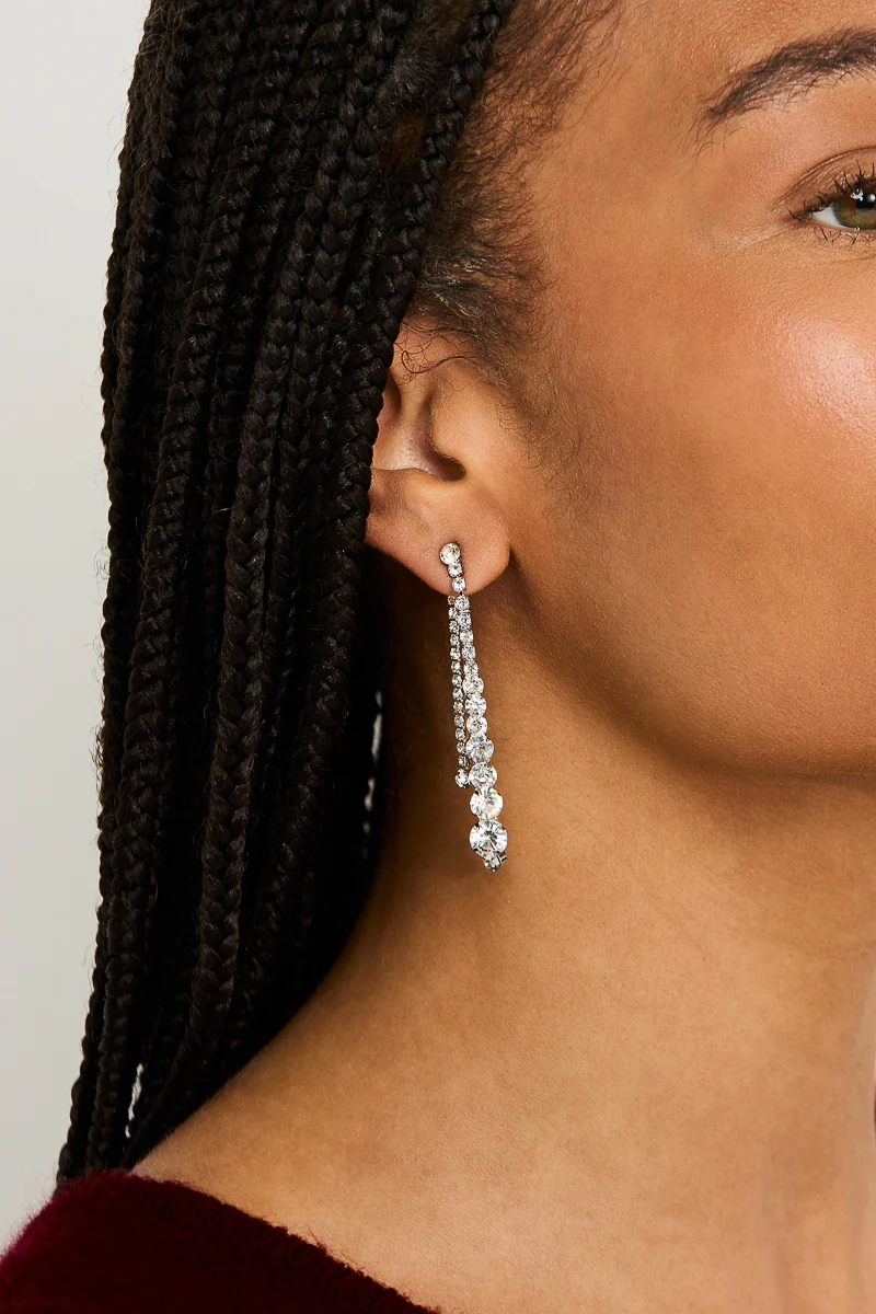 Sasha Glass Stone Set Front and Back Drop Earrings - Image 2
