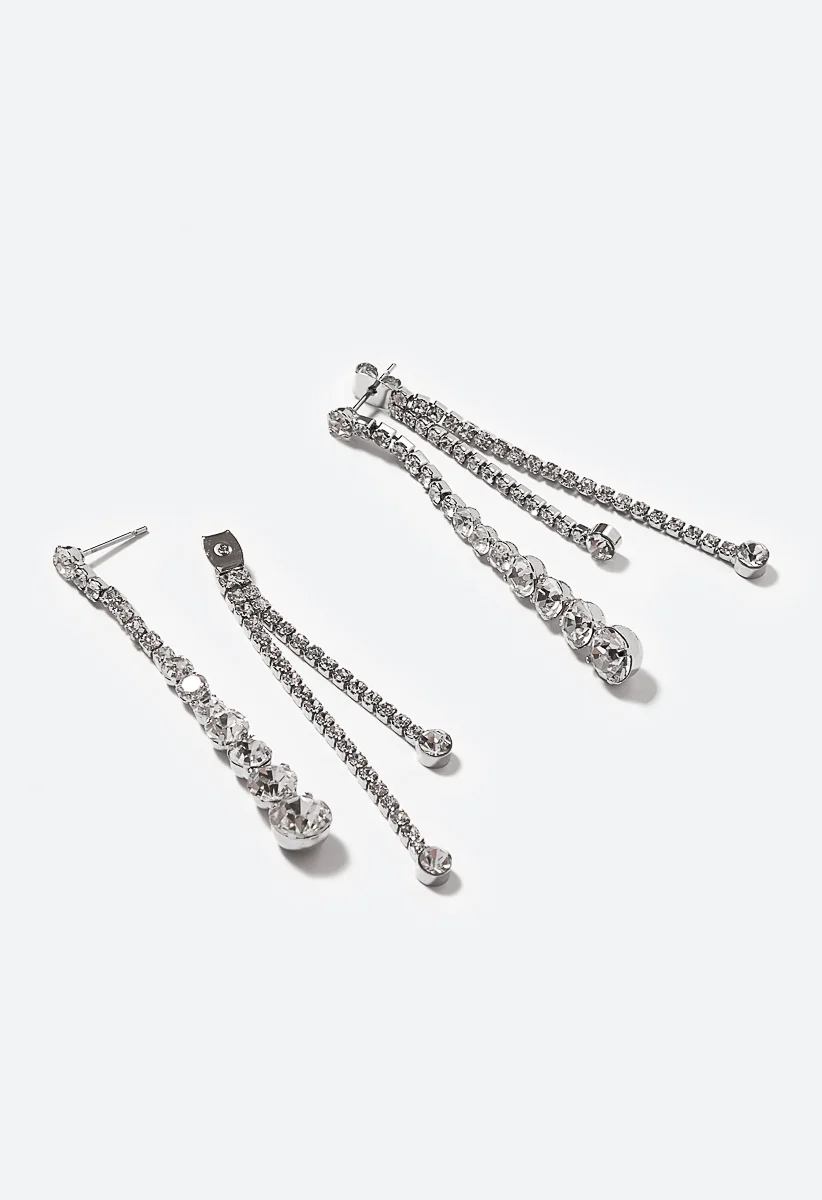 Sasha Glass Stone Set Front and Back Drop Earrings - Image 3
