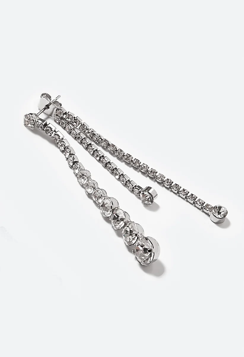 Sasha Glass Stone Set Front and Back Drop Earrings - Image 4