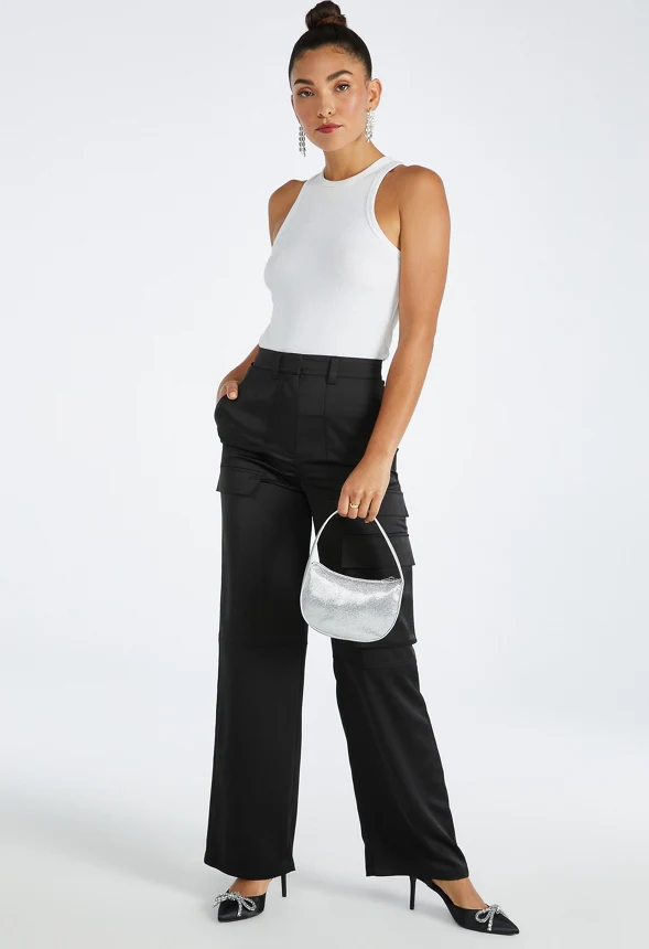 Satin Cargo Trousers - Image 2