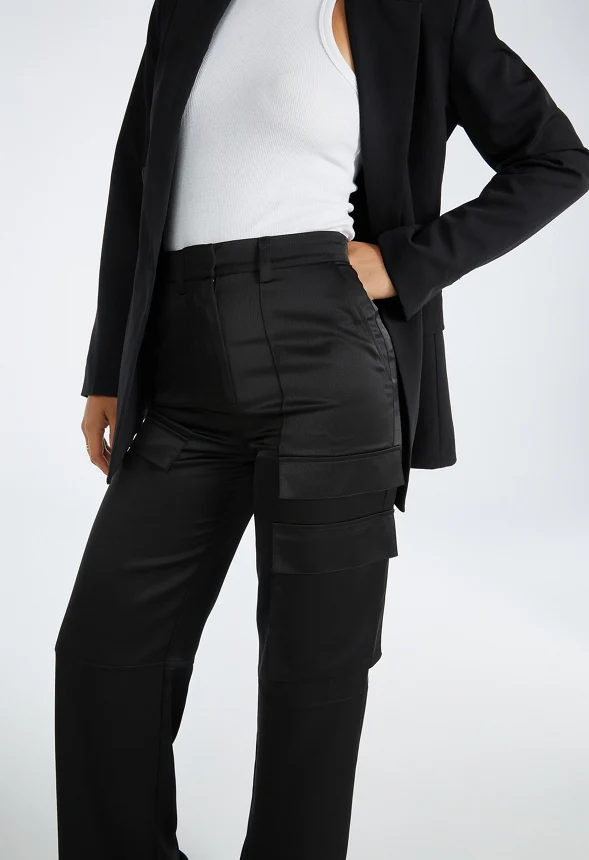 Satin Cargo Trousers - Image 3