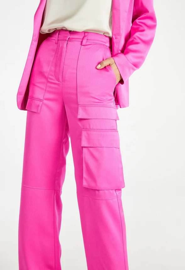 Satin Cargo Trousers - Image 3