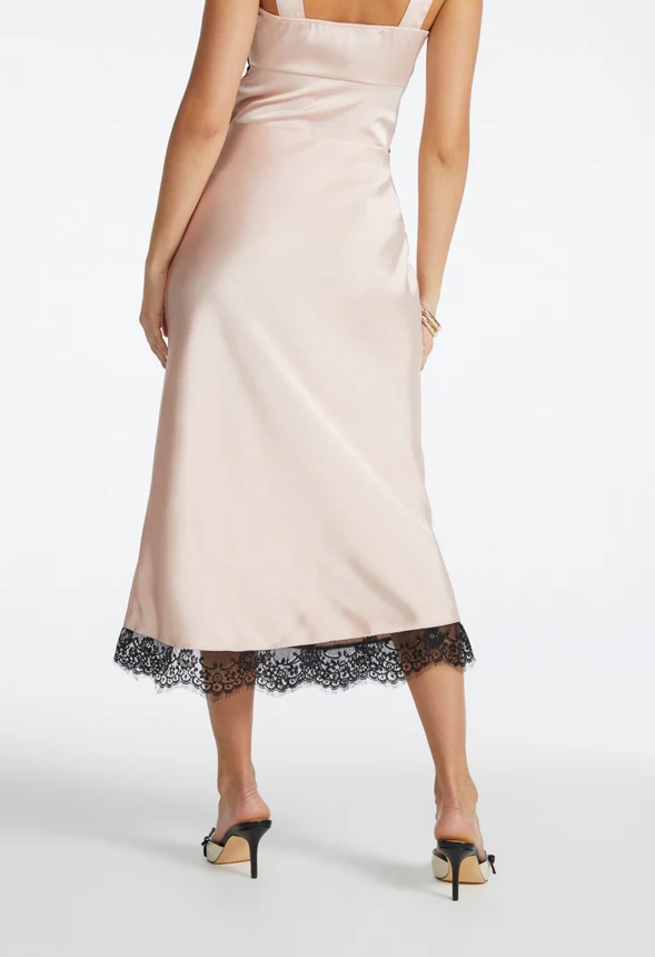 Satin Lace Midi Skirt - Image 2