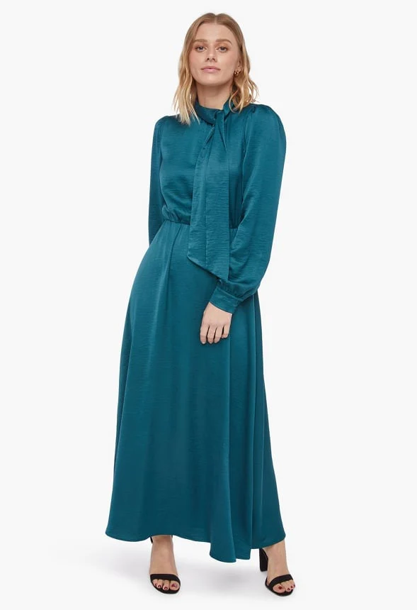 Satin Neck Tie Midi Dress - Image 2