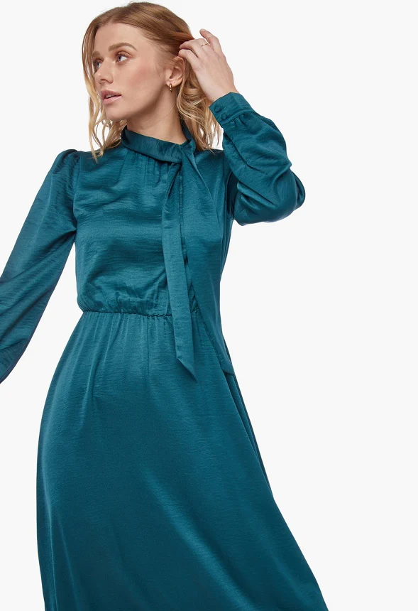 Satin Neck Tie Midi Dress - Image 4