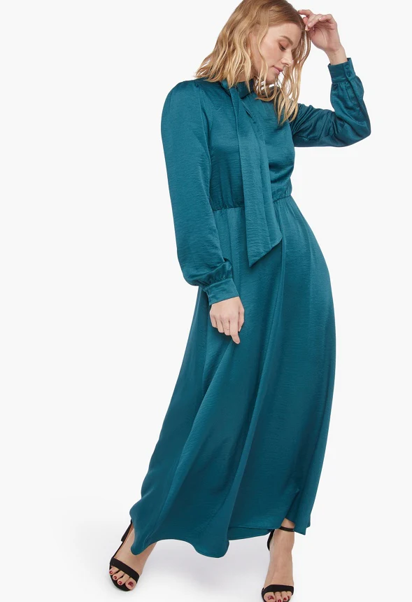 Satin Neck Tie Midi Dress - Image 5