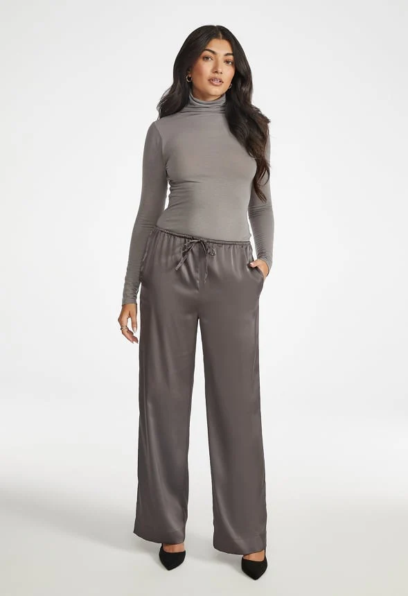 Satin Wide Leg Pants - Image 3